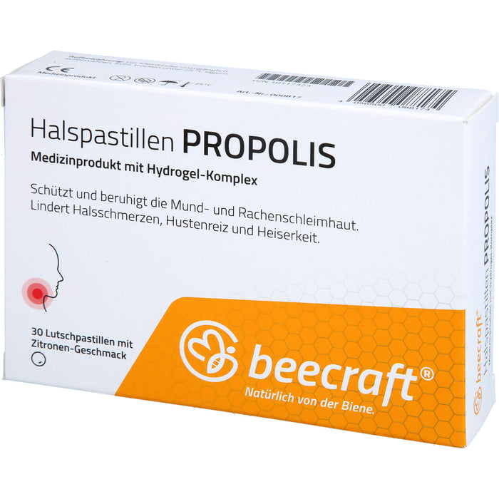 Beecraft Halspastillen Propolis schützt und beruhigt die Mund- und Rachenschleimhaut, 30 pc Pastilles