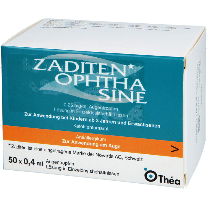 Zaditen ophtha sine 0,25 mg/ml kohlpharma Augentropfen in Einzeldosisbehältnissen, 50 pc Pipettes à dose unique