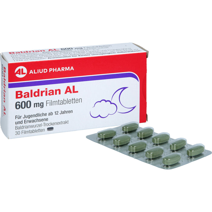 ALIUD PHARMA Baldrian AL 600 mg Filmtabletten zur Linderung von leichter nervöser Anspannung und Schlafstörungen, 30 pc Tablettes
