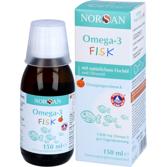 NORSAN Omega-3 FISK Öl - für Kinder mit Orangengeschmack, 150 ml Öl