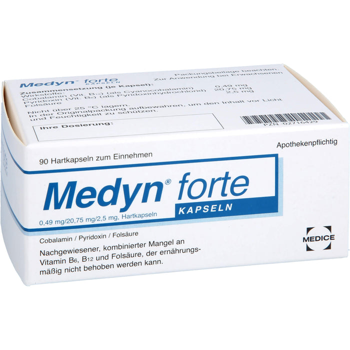 Medyn forte Kapseln bei nachgewiesener, kombinierter Mangel an B6, B12 und Folsäure, 90 pcs. Capsules