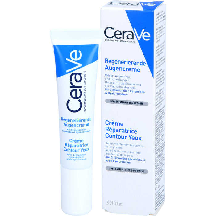 CeraVe regenerierende, feuchtigkeitsspendende Augencreme mit 3 essenziellen Ceramiden und Hyaluronsäure, 14 ml Cream