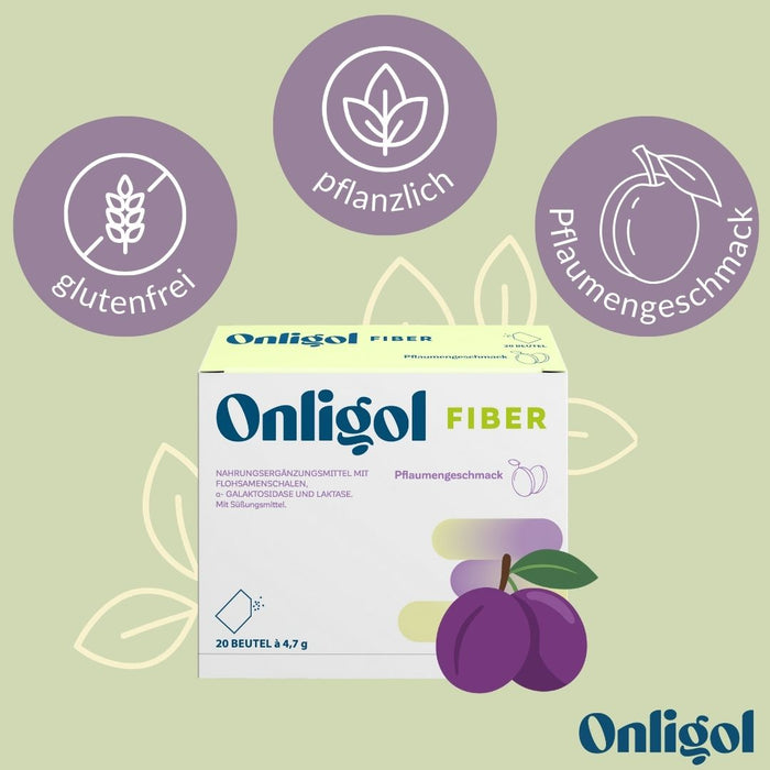 Onligol Fiber - für eine normale Verdauung und ausgewogene Ernährung mit Ballaststoffen, α-Galaktosidase & Laktase - pflanzlich & glutenfrei, 20 pc Sachets