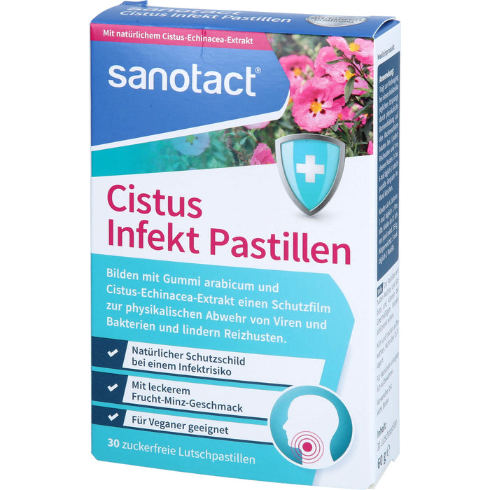 Sanotact Cistus Infekt Pastillen zur Abwehr von Viren und Bakterien, Reizhustenlinderung, 30 pcs. Pastilles