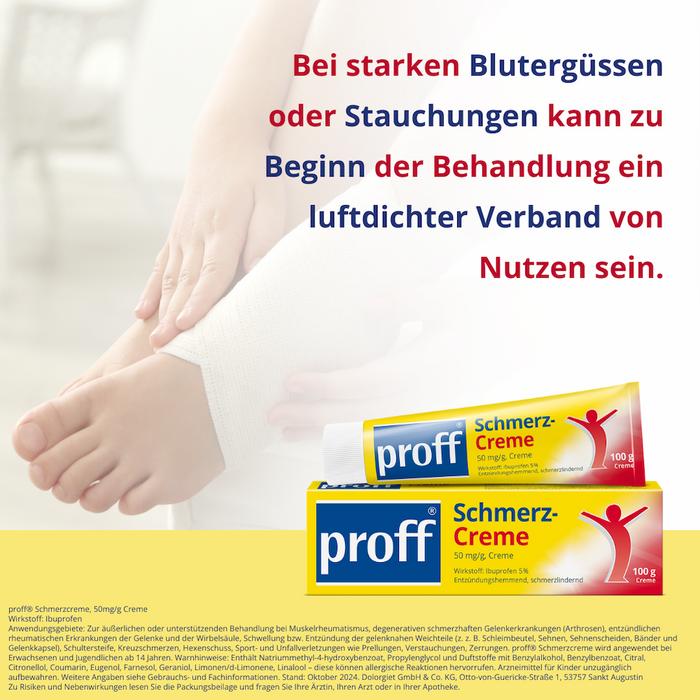 proff Schmerzcreme mit Ibuprofen – zur äußerlichen Behandlung von Muskel-, Gelenk- und Rückenschmerzen bei rheumatischen Erkrankungen oder nach Sport- und Unfallverletzungen, 100 g Crème