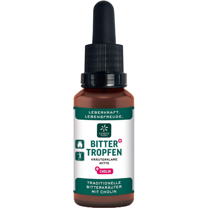 Lemon Pharma Bittertropfen mit Cholin - 23 ausgewählte Kräuter für natürliche Balance und ein gutes Bauchgefühl, 30 ml 