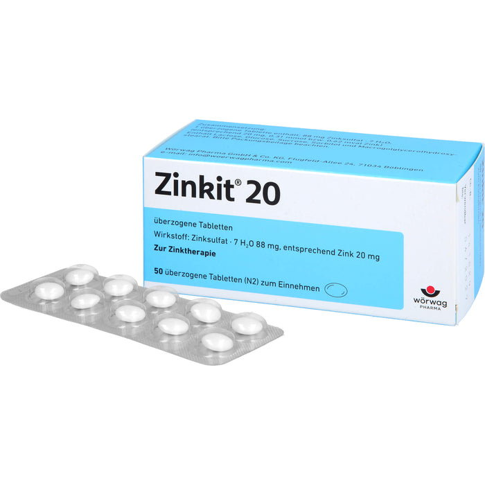 Zinkit 20 überzogene Tabletten zur Zinktherapie, 50 pc Tablettes
