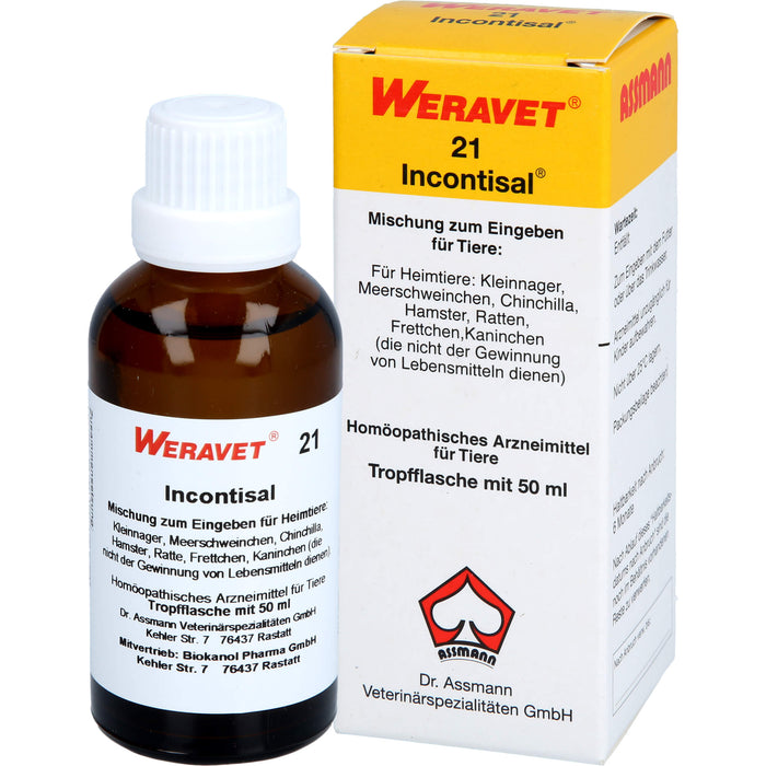Weravet 21 Incontisal Mischung für Heimtiere, 50 ml Lösung