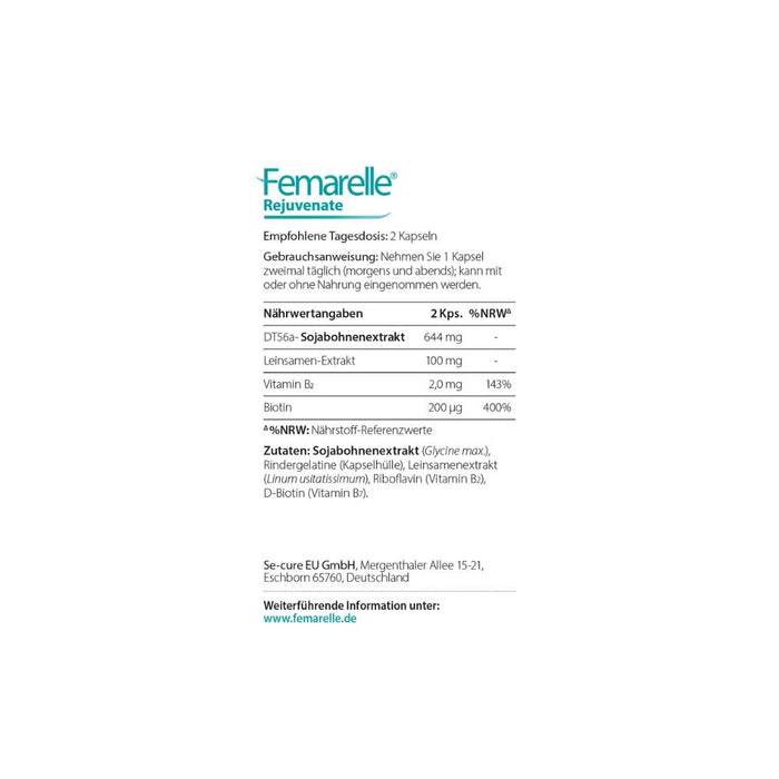 Femarelle Rejuvenate Kapseln für Stimmung, Haut und Haare, 56 pcs. Capsules