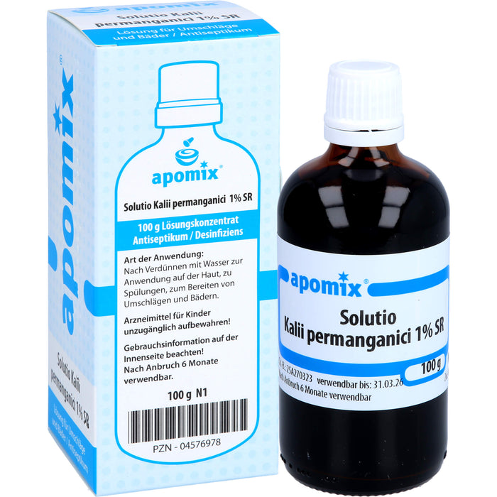 Solutio Kalii permanganici 1% SR / Kaliumpermanganatlösung 1% SR, Lösungskonz. z. Anw. auf der Haut nach Verdünnen m. Wasser, 100 g Solution