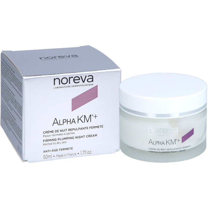 Noreva AlphaKM+ aufpolsternde Nachtcreme Anti-Aging und Ultra-Hydratation für normale bis trockene Haut, 50 ml Cream