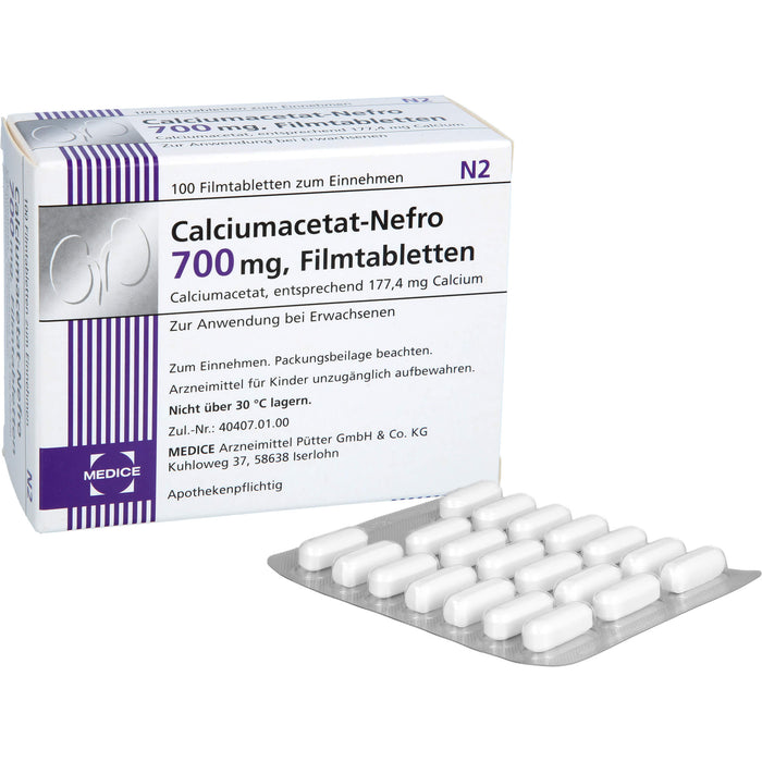 MEDICE Calciumacetat-Nefro 700 mg Filmtabletten, 100 pc Tablettes
