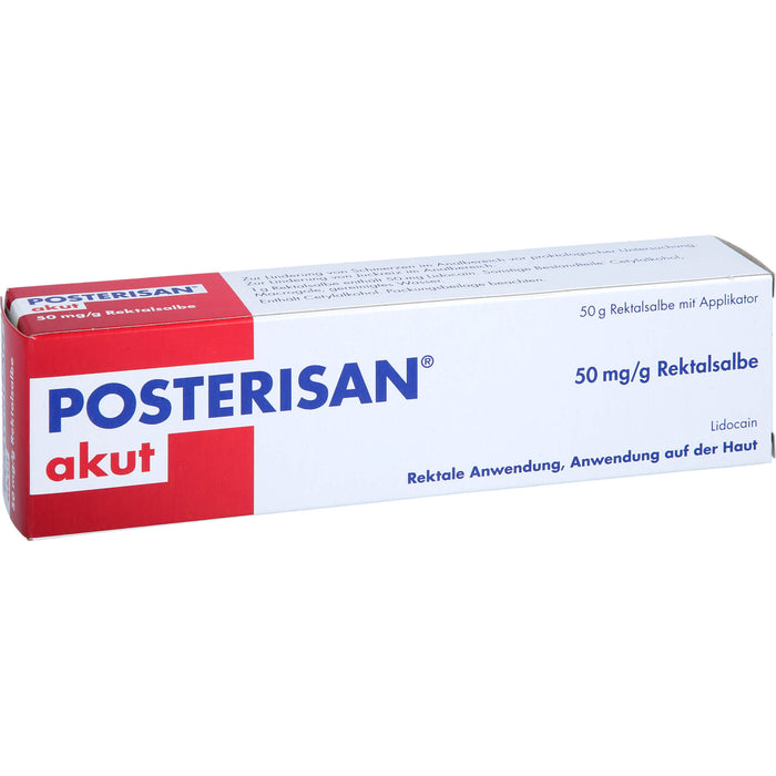 Posterisan akut Hämorrhoidensalbe mit Lidocain bei starkem Juckreiz und Schmerzen im Analbereich, 50 g Ointment