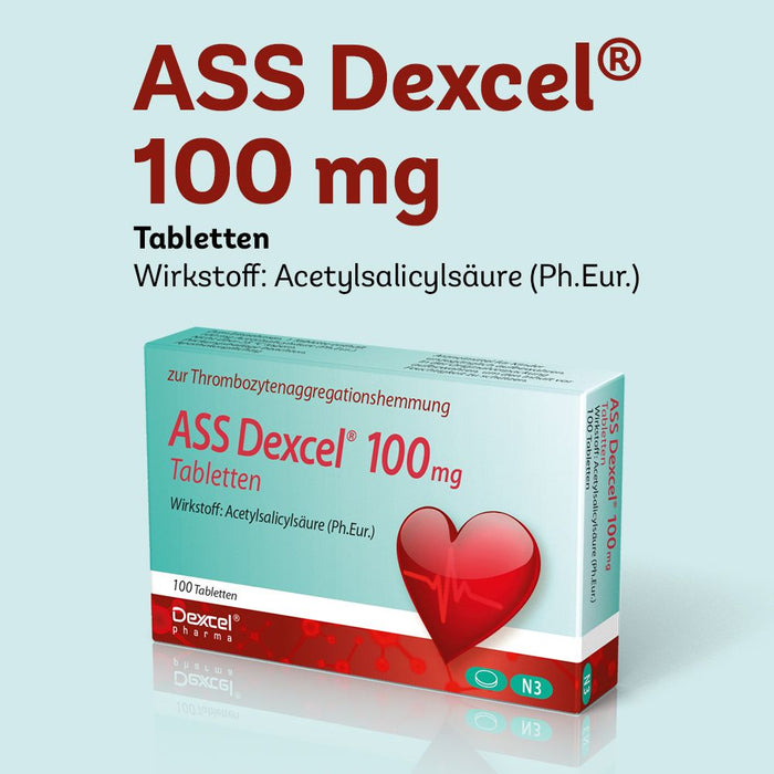 ASS Dexcel 100 mg Tabletten bei Herz-Kreislauf-Erkrankungen, 50 pcs. Tablets