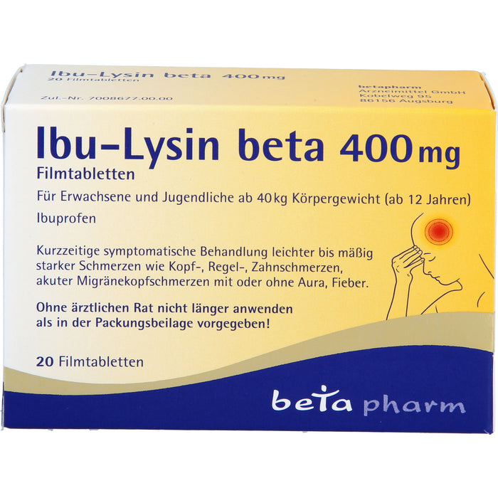 Ibu-Lysin beta 400 mg Filmtabletten, 20 St. Tabletten