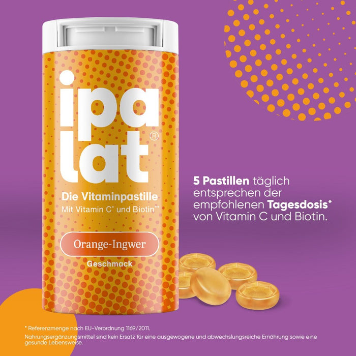 ipalat Vitaminpastillen Orange-Ingwer, 40 St. Pastillen
