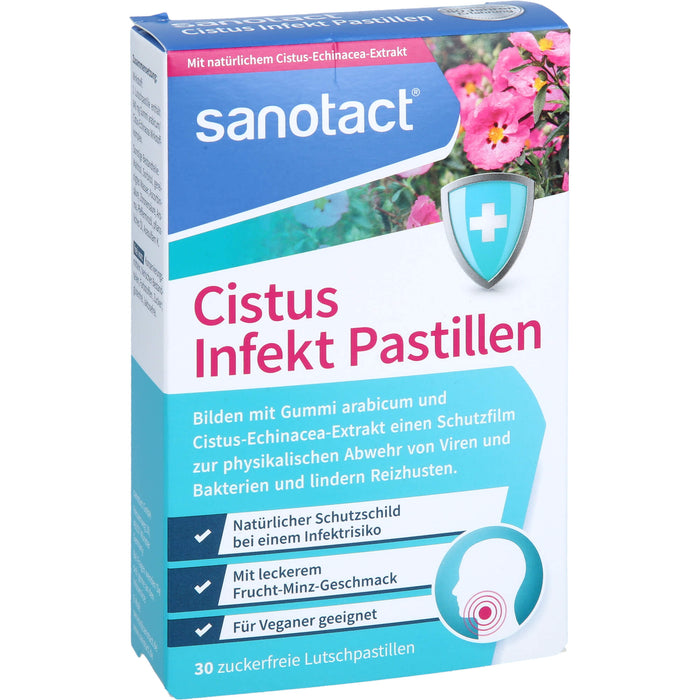 Sanotact Cistus Infekt Pastillen zur Abwehr von Viren und Bakterien, Reizhustenlinderung, 30 pcs. Pastilles